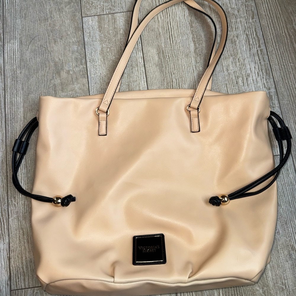 Victoria's Secret Cream Tote with Black Accents